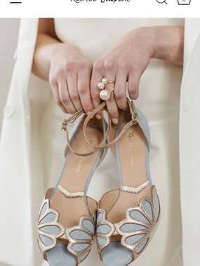 Rachel Simpson Isadora Blue Suede Art Deco Style Shoes NIB Size 38